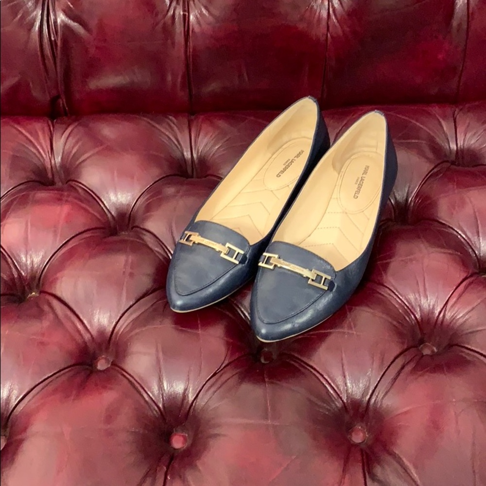 Navy Karl Lagerfeld Flats